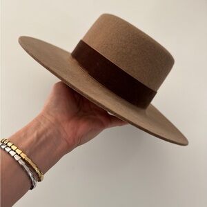 Freya Tan and Brown Wide-Brim Hat